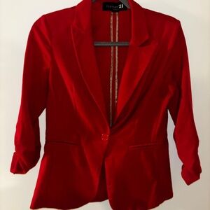 Forever 21 Red Single-Button Blazer Jacket
